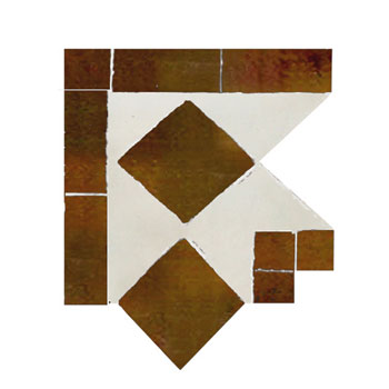 Mosaic House Moroccan tile Dfira MDV Corner 19-1 Brown White  zellige, mosaic, zellij, border, glaze, simple, traditonal 
